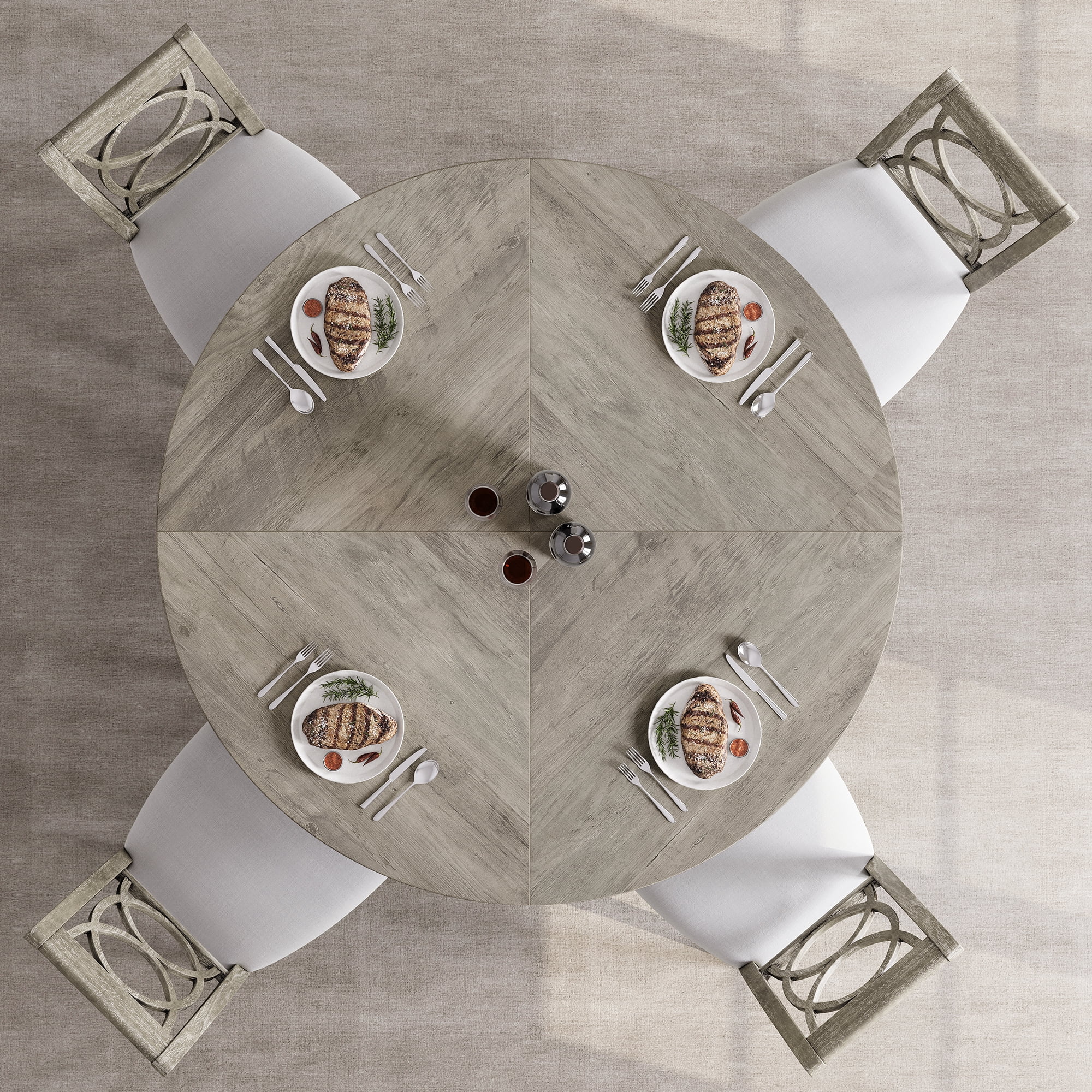 M optimized 47-Inch Round Dining Table, Wooden Kitchen Table for 4, Farmhouse Dinner Table with Wooden Top and Legs for Home Dining Room Living Room (Only Table)