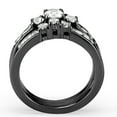 thumbnail image 5 of Three-Stone Type Round CZ Black IP Stainless Steel Womens Wedding Ring Set - Size 6, 5 of 6