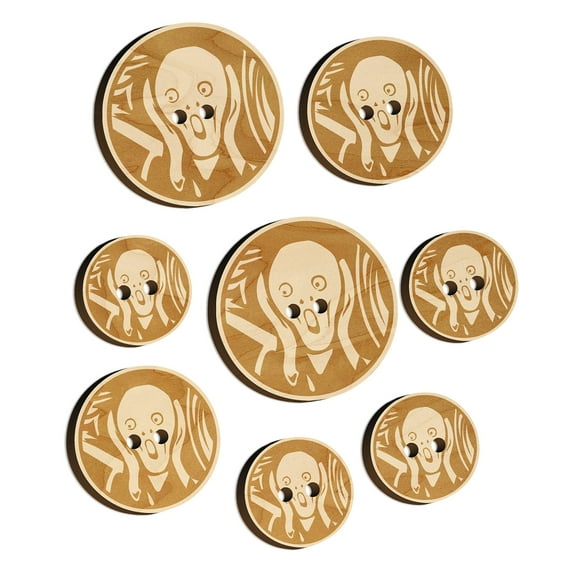 The Scream Painting by Edvard Munch Wood Buttons for Crochet Knitting Sewing DIY Craft - 0.75 Inch Small (12pcs)