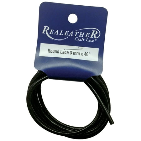 UPC: 0870192001822 | Realeather Round Leather Lace Black 3mm x 40
