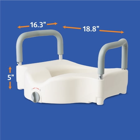 Medline Toilet Seat Riser with Arms for Seniors, Locking, Fits Most Toilets, 400 lb Weight Capacity, White