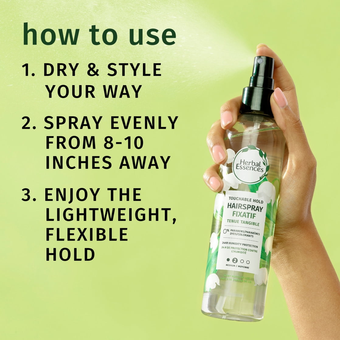 Herbal Essences Touchable Hold Hairspray, Non-Aerosol Hair Spray, 24-Hour Hold, 8 fl oz