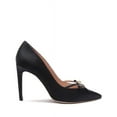 thumbnail image 2 of Schutz Gracia Satin Pointed toe Pump With Bow Black Stiletto Dress Pumps (Black, 8.5), 2 of 3