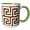 Green/White, variant on 3drose, Orange and Image of Rust Greek Key Geometric Pattern, 15oz Mug
