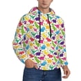 thumbnail image 2 of Kdxio Colorful Dinosaurs Print Mens Casual Hooded Collar Drawstring Hoodies Pullover Sweatshirts Casual Long Sleeve Shirts-X-Large, 2 of 7