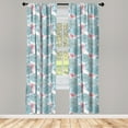 thumbnail image 2 of Ambesonne Floral Curtains, Chrysanthemum Pattern Print, Pair of 28"x95", Pale Blue and Pastel Pink, 2 of 4