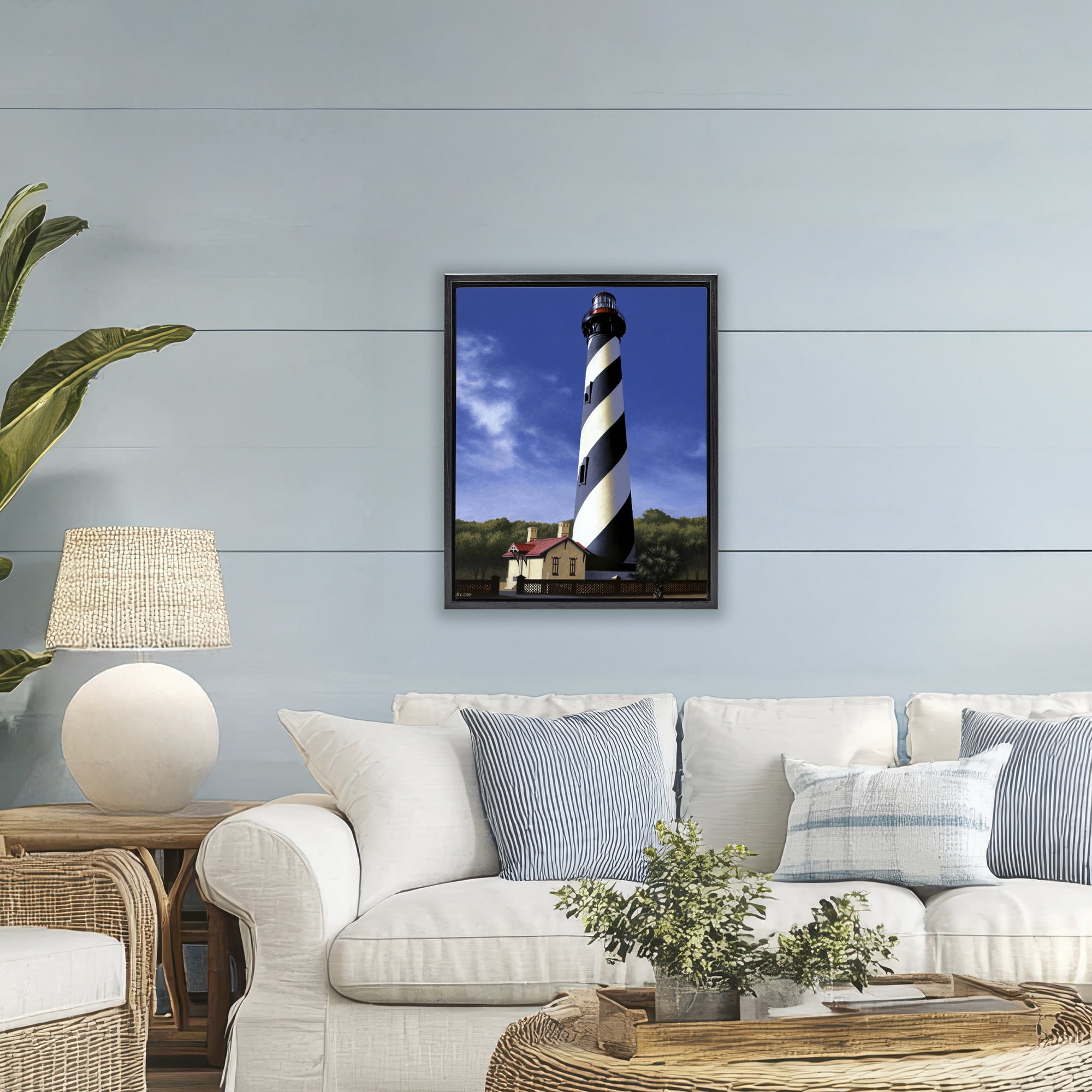 St. Augustine Lighthouse Black Framed Floater Canvas Wall Art, design by Wind River Studios