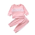 thumbnail image 2 of EGNMCR Round-Neck Tank Top Sets Infant Baby Girls Patchwork Letter Printing Loog Sleeve Tops+Pants Outfits Set Girl Set, 2 of 9