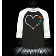thumbnail image 2 of Shop4Ever Men's Autism Love Heart Puzzle Pieces Raglan Baseball Shirt X-Small Black/White, 2 of 4