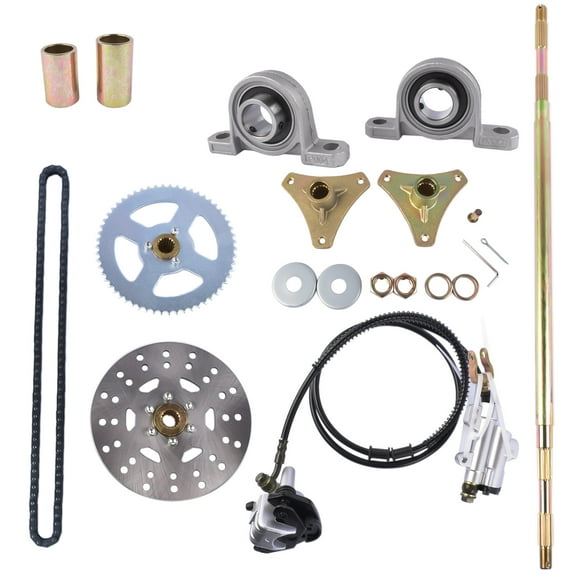 GELUOXI Rear Live Axle Kit with Brake Assembly & Chain for Drift Trike Go Kart 50cc 70cc