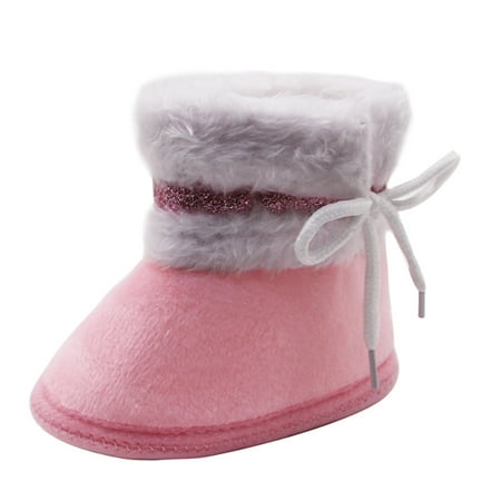 

GEZHEN Baby Padded Lace up Booties Warm Booties Toddler Shoes Boots Winter Warm Shoes Baby Plush Girls Bandage Baby Shoes 13