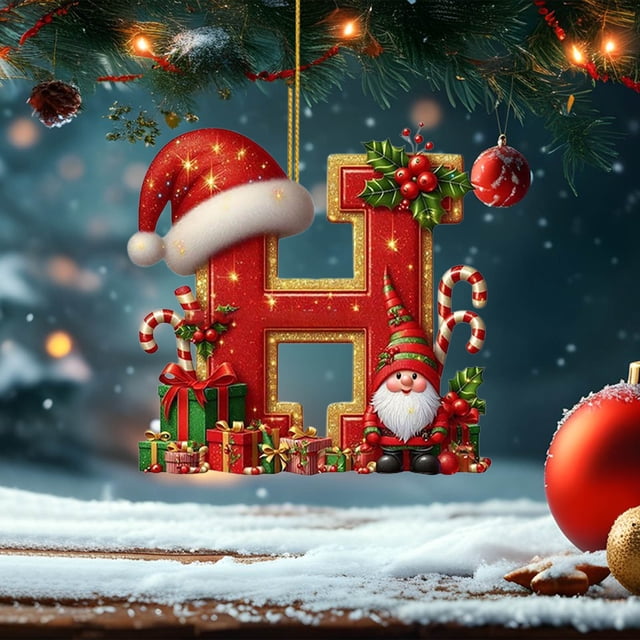 Colgante para Árbol de Navidad con 26 Letras | Adornos Navideños Personalizados para Hacer Tú Mismo | Decoración Colgante para Árbol de Navidad | Tamaño: 8 Cm | 1 Colgante | Gmm250910001H