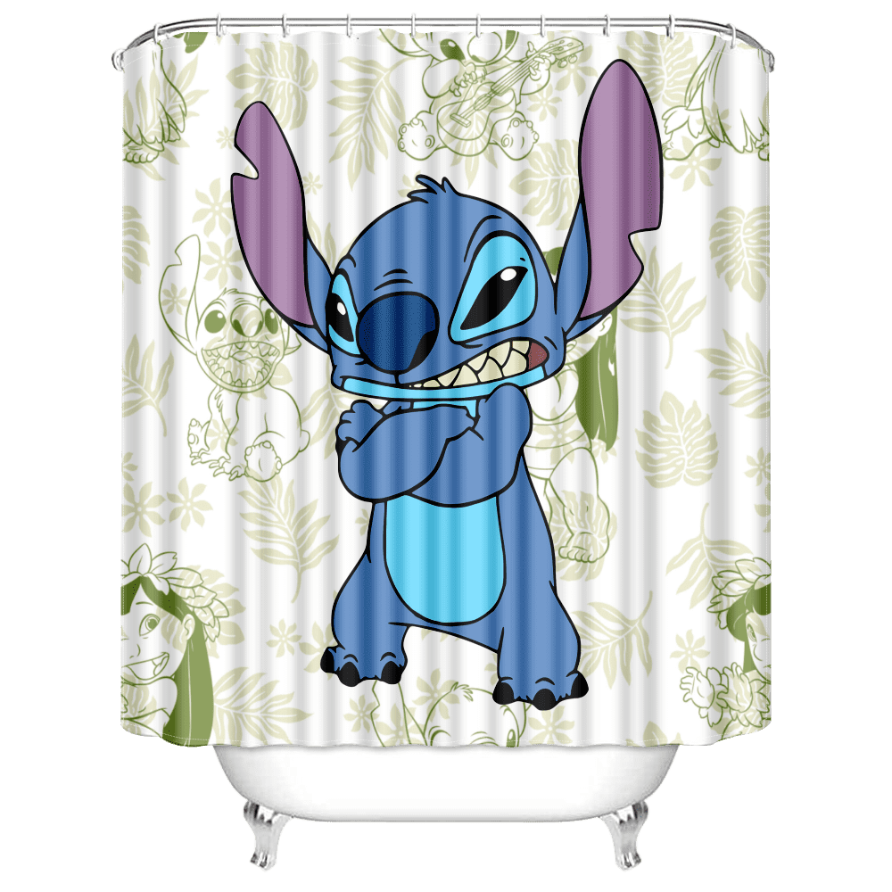 Autrucker Extra Long Bathroom Shower Curtain With White Plastic Hooks