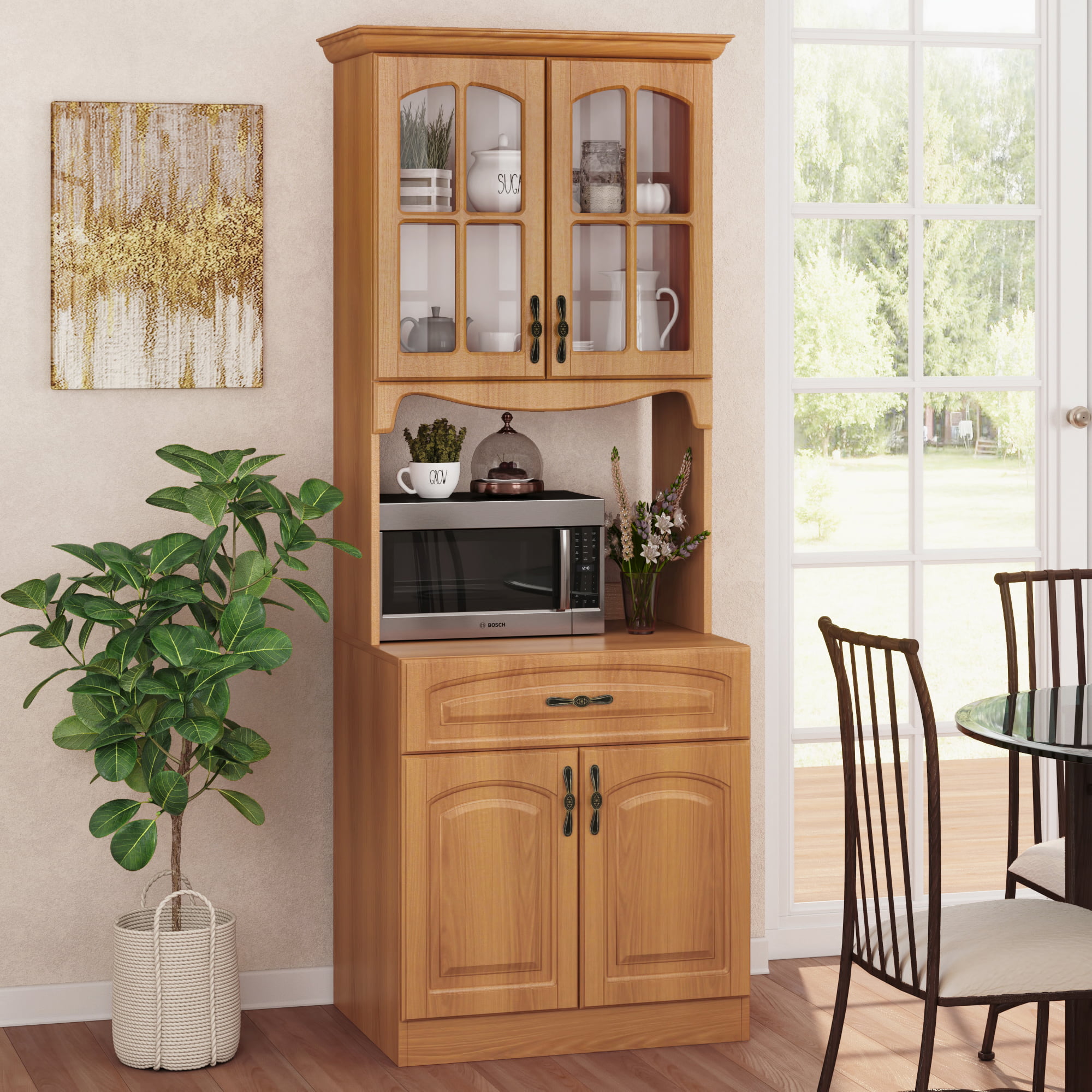 HOMCOM 72 Modern Kitchen Solid Storage Kitchen Cabinet Pantry with Sleek Minimal Design & Ample Storage Space White