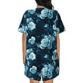 thumbnail image 3 of Kdxio Ink Rose Print Pajamas Sets for Women Short-Sleeved Pjs with Lounge Shorts Two Piece Sleepwear S-4XL, 3 of 9