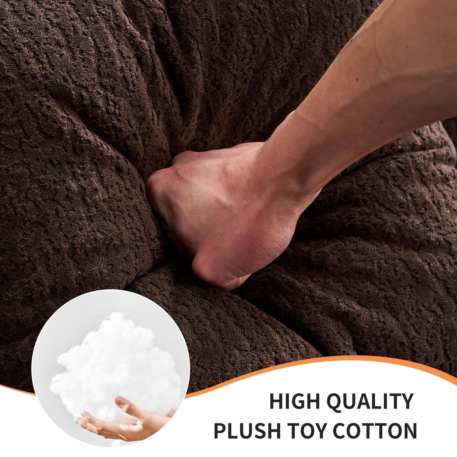 Demi Bonn 110"L Modular Sectional Sofa with Full Compression Sponge, Curved Design, High-Density Chenille Sleeper Couch for Living Room, 800 lbs Capacity, Brown