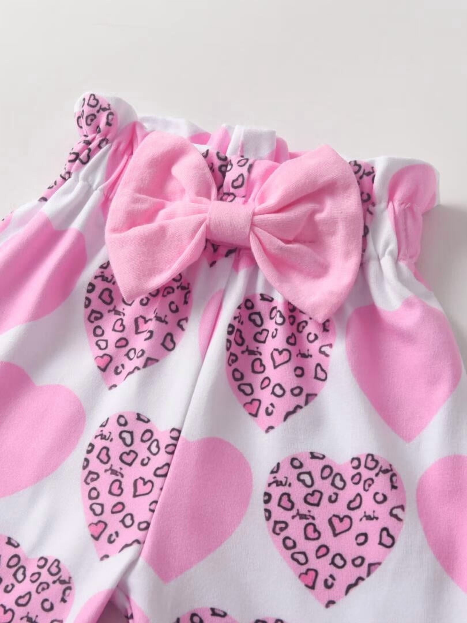Infant Baby Girl Clothes Letter Long Sleeve Ruffle Romper Floral Print Pants Set 3PCS Pink 0-3 Months