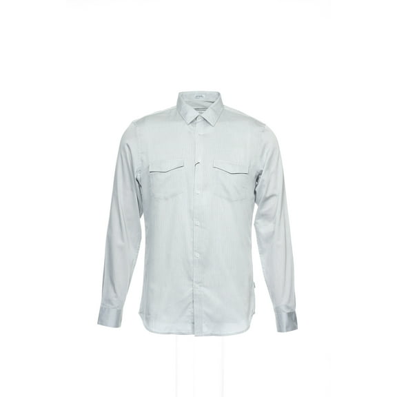 Calvin Klein Light Gray Micro Vertical Striped Button Down Shirt Sport , Size Small