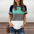 thumbnail image 2 of TSADFHJI T-Shirt Blanc Femme Col Rond Mode Décontractée Imprimé Col Rond Manches Courtes Pull T-Shirt L Blanc, 2 of 5