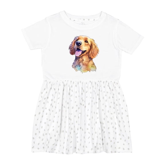 Inktastic Golden Retriever Watercolor Girls Toddler Dress