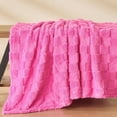 thumbnail image 6 of Super Soft Twin Blanket Hot Pink Premium Silky Flannel Fleece 3D Checkered Lightweight Bed Blanket All Season Use (Hot Pink Checkered, Twin(60"x80")), 6 of 6