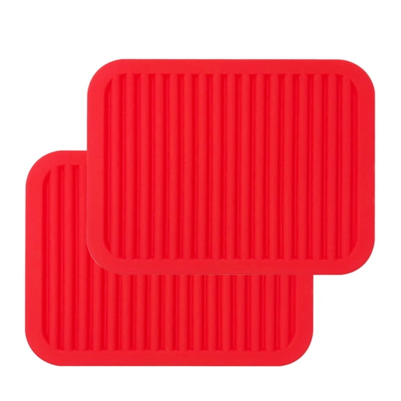 Wrapables Silicone Pot Holders, Multi-use Durable Flexible Non-Slip Insulated Silicone Trivet (Set of 2), Red