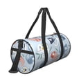 thumbnail image 3 of Xecao Cute Chameleons On Blue print Round Travel Duffel Bag is a foldable gym bag with an inner pocket, perfect for travel sports, 3 of 8