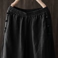 thumbnail image 7 of Dazajoo Cotton Linen Trousers for Women Comfy Wide Leg Drawstring Pants 2024 Summer Womens Solid Color Elastic Waist Pants with Pockets,Black,M, 7 of 7