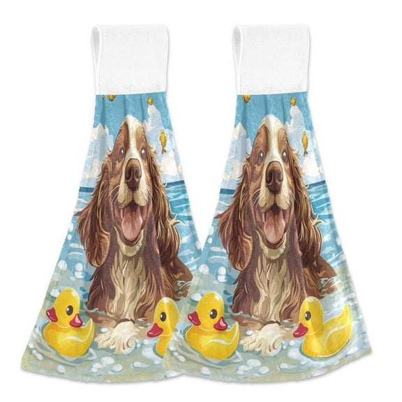 BZSMCE Hanging Hand Towels Fashion Sunny Splash Pattern 2-Pack - Velcro Style Bathroom Kitchen Towels