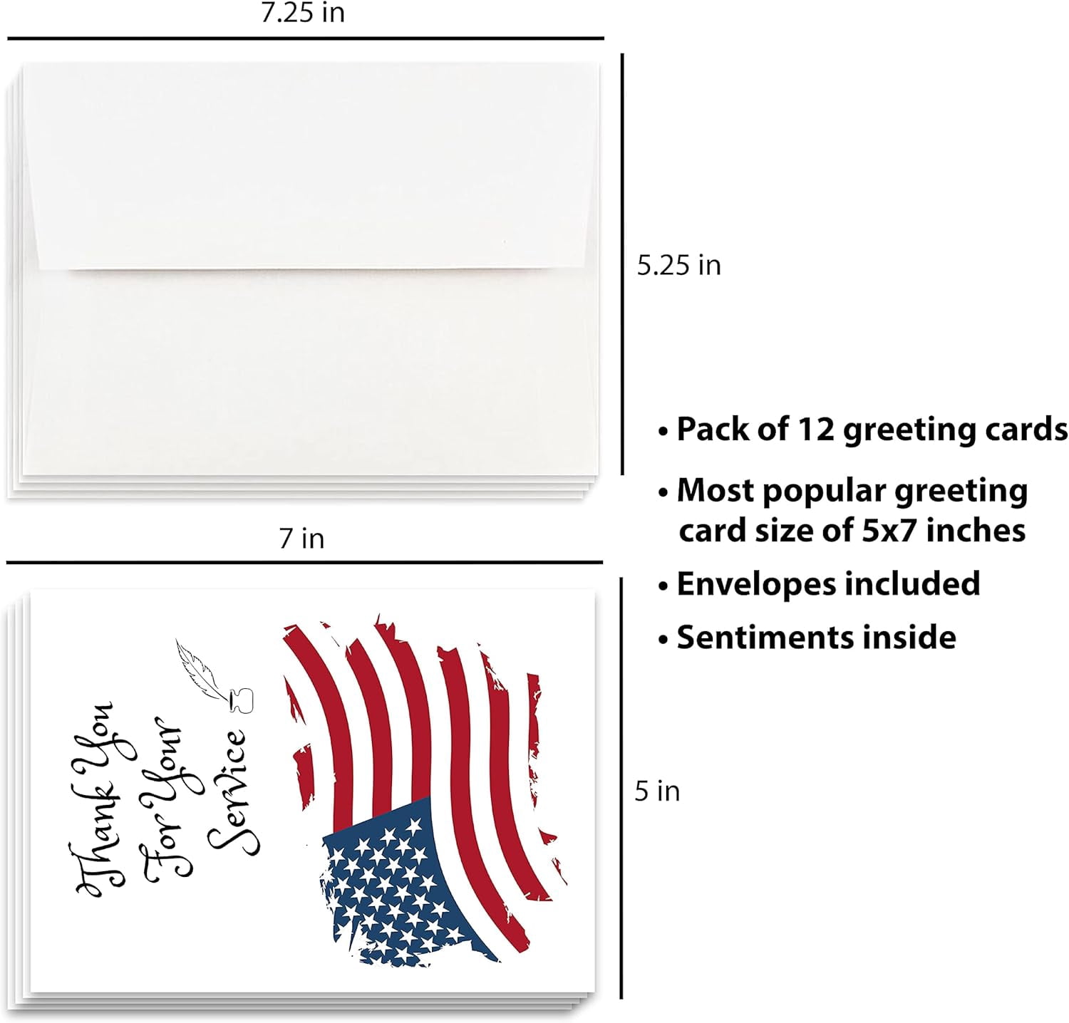 Christian Military Appreciation Card | Thank You For Your Service (Pack of 12)