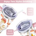 thumbnail image 5 of 40oz Colorful Botanical Mushroom Stainless Steel Flip Straw Tumbler Spill Proof Travel Cup Double Wall Vacuum Insulated Coffee Mug with Top Handle, 5 of 6