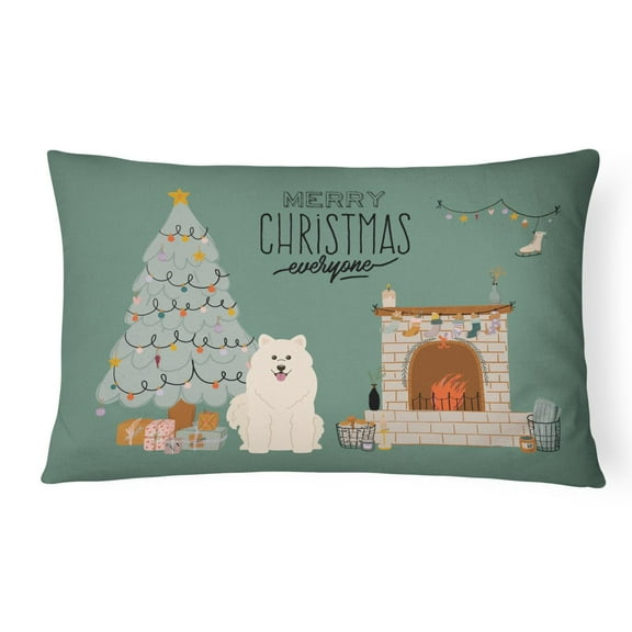 Carolines Treasures CK7593PW1216 Samoyed Christmas Everyone Canvas Fabric Decorative Pillow 12H x16W multicolor