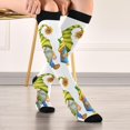 thumbnail image 5 of FREEAMG High Elasticity Compression Socks, High Knee Socks Adult Universal Leisure Relieve Fatigue,Watercolor Gnome in Hat with Sunflower Travel Daily with Running (2 Pair), 5 of 7
