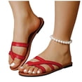 thumbnail image 4 of Samdudou Slip On Soft Leather Flip Flops Plus Size Roman Strappy Sandals Elegant Lightweight Solid Color Open Toe Thong Sandals for Summer Daily and Work, 4 of 9