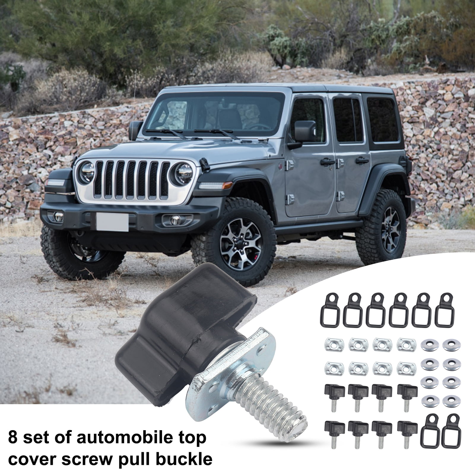 Farfi 8 Sets Hardtop Bolts Screws Wear-resistant Convenient Accessories T  Shape Black Head Hard Top Quick Removal Fastener for Jeep Wrangler  1995-2018 