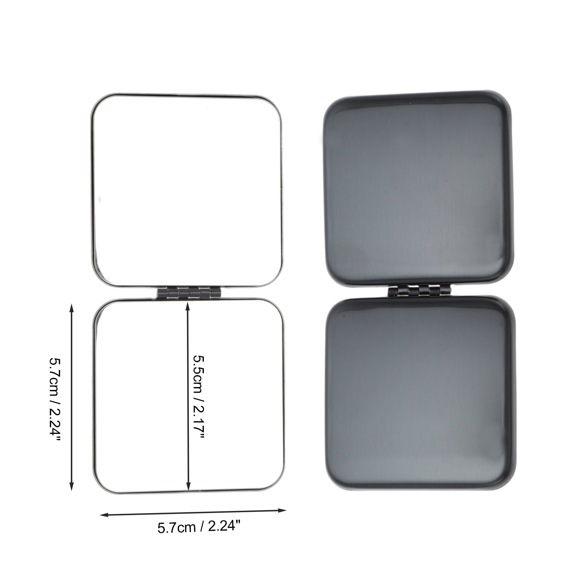Unique Bargains 1 Pc Women Square Folding Makeup Mirror for Travel Vacation Black