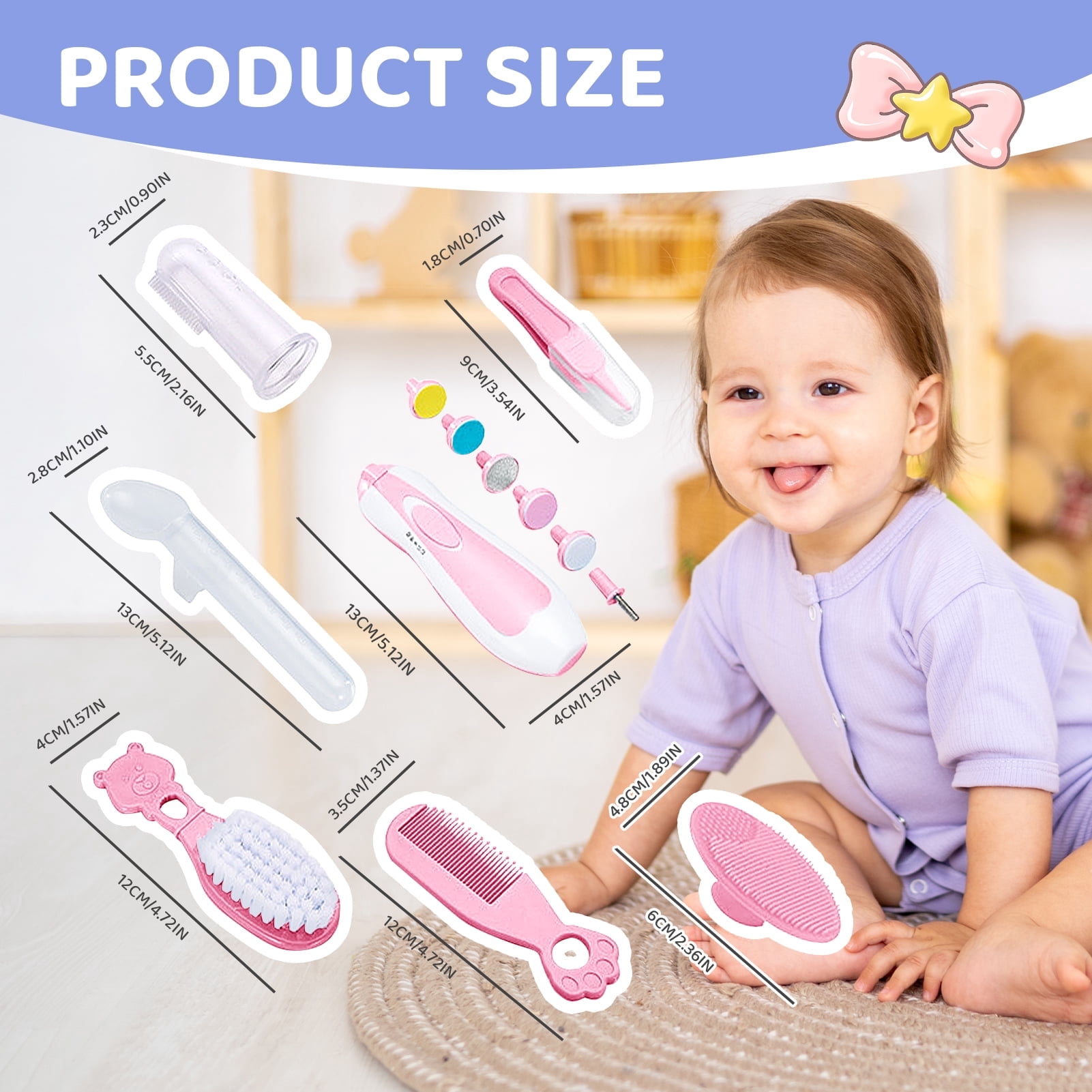 Dofurz 20 Pcs Baby Healthcare and Grooming Kit, Safety Newborn Nursery Baby Care Kit, with Hair Brush Comb, Nail Clipper, Thermometer, Newborn Essentials Girls Boys