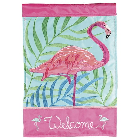Dicksons Magnolia Garden Welcome Flamingo Pink 18 x 13 Polyester Outdoor Garden Flag