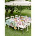 thumbnail image 3 of Outdoor Tablecloth with Umbrella Hole and Zipper, Easter Rectangle Table Cloth 54x80 Inch Waterproof Tablecloth, Spring Rabbit Ear Eggs Floral Green Wooden Grain Picnic Table Cover for Patio Camping, 3 of 7