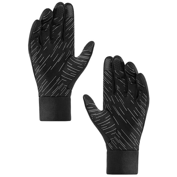 ELAYARD 1 Pair Black Winter Cycling Gloves Full Finger Warm Windproof Gloves for Men and Women