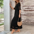 thumbnail image 7 of Women's Plus Size Maxi Dress 3/4 Sleeve Round Neck Mesh Loose Pockets, 7 of 7