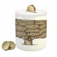 thumbnail image 1 of Tree Piggy Bank, Monochrome Oak Tree Design with Fresh Foliage Woodland Themed Image, Ceramic Coin Bank Money Box for Cash Saving, 3.6" X 3.2", Brown and Pale Brown, by Ambesonne, 1 of 4