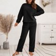 thumbnail image 2 of Fesfesfes 2PC Fashion Women Solid Long Sleeve Blouse Home Wear Double-sided Plush Two-piece Set Loose Pants Sets Sale on Clearance, 2 of 7