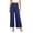 Blue, variant on SOOMLON Cropped Wide Leg Pants Women Plus Size High Waist Stretchy Pant Wide Leg Culottes Summer Casual Daily Wear