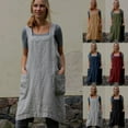 thumbnail image 2 of Women Cotton Linen Pinafore Square Cross Apron Garden Work Pinafore Bohemian dress, 2 of 7