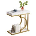 thumbnail image 3 of Fnova Narrow Side Table, C-Shaped Modern End Table with Metal Frame, Small Sofa Side Table for Living Room, Bedside Table for Couch, 3 of 20