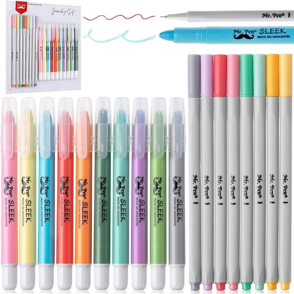 Mr. Pen- Bible Gel Highlighters and Fineliner Pens No Bleed, Pastel Colors, 18 Pcs, Bible Journaling Kit