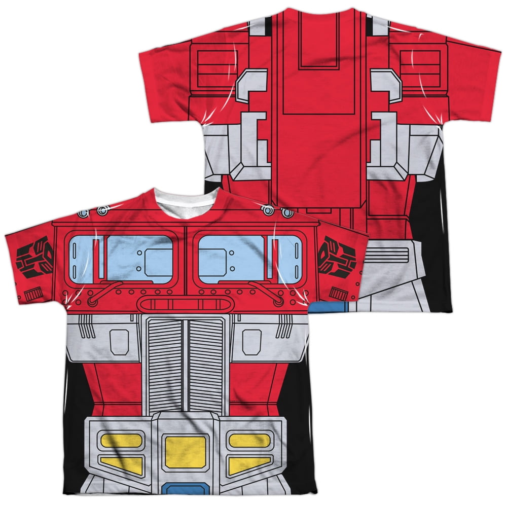 Transformers - Optimus Prime Costume (Front/Back Print) - Youth Short Sleeve Shirt - Large 