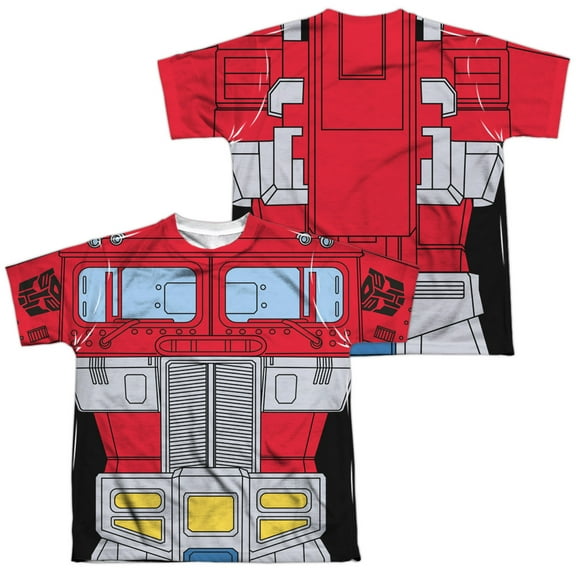 Transformers - Optimus Prime Costume (Front/Back Print) - Youth Short Sleeve Shirt - Large