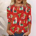 thumbnail image 1 of Pntutb - Camiseta holgada con estampado de moda para mujer, blusa de manga 3/4, cuello redondo, tops casuales Pntutb Pntutb-1855, 1 of 4